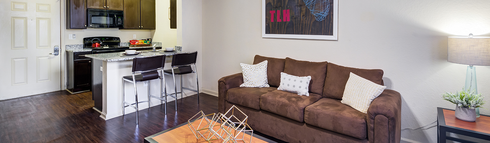 Furnished apartment featuring an open floor plan